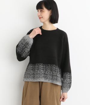 マシュマロヤーン 裾ジャカードラグランプルオーバー(ブラック-F)