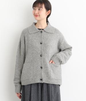 マシュマロヤーン ショートジャケット風カーディガン(トップグレー-F)
