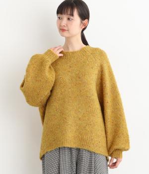 カラーネップ 前後差パフ袖ラグランプルオーバー(イエロー-F)
