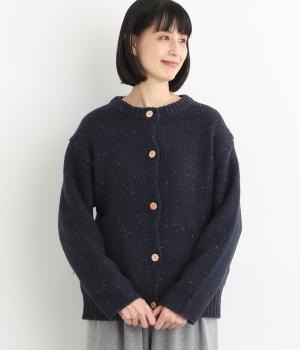カラーネップ クルーネックカーディガン(ネイビー-F)