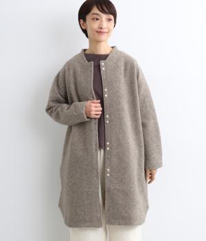 毛混スライバーニットネルカラーロングカーディガン