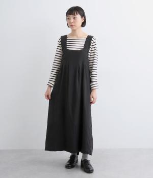 平織りリネンBACKクロスタックジャンパースカート