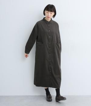 シャツコールチビ襟切替ワイドワンピース