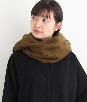 毛混バルギー ガーター編みフーディスヌード