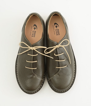 レザー　アシンメトリーシューズ　アワセ(カーキ-235)