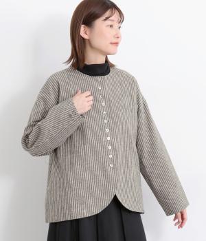 リネンコットンストライプジャケット