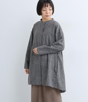 コットンリネン起毛バックギャザーチュニック