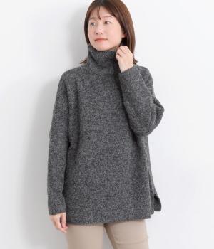 ウール混ロールネックニットプルオーバー