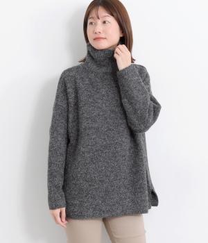ウール混ロールネックニットプルオーバー(チャコール-F)