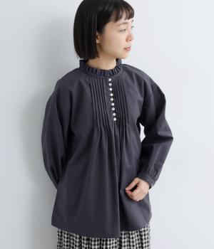 リネンコットンフリル襟ブラウス