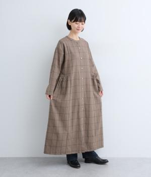 コットンリネンチェック2wayワンピース(スモーキーブラウン-0)
