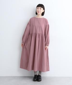 リネンコットンギャザー切り替えワンピース