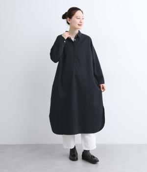 コットンギャバジンヘンリーシャツワンピース