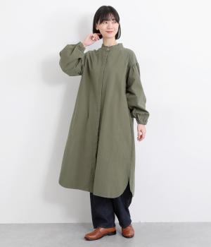 コットンラグラン袖ワンピース(カーキ-F)