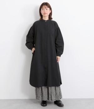 コットンラグラン袖ワンピース(ブラック-F)