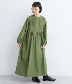 リネンコットンギャザー切り替えワンピース