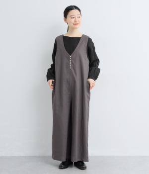 ラミーループボタンあきサロペット