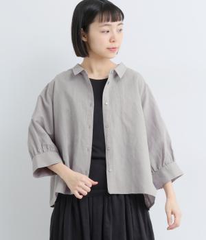 コットンリネンギャザーブラウス