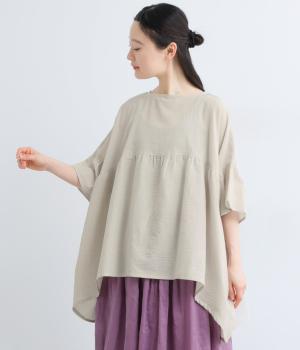 コットン楊柳ギャザープルオーバー