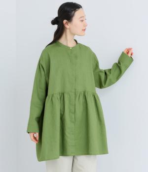 ラミーウエスト切り替えギャザーチュニック(グリーン-F)
