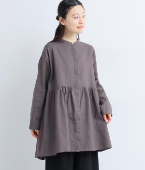ラミーウエスト切り替えギャザーチュニック(チャコール-F)