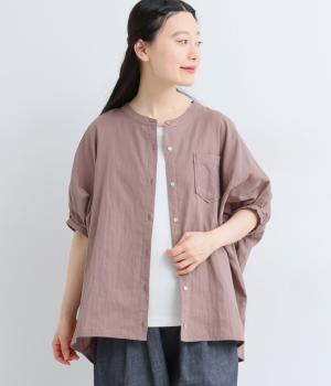 コットンソフトガーゼギャザーブラウス