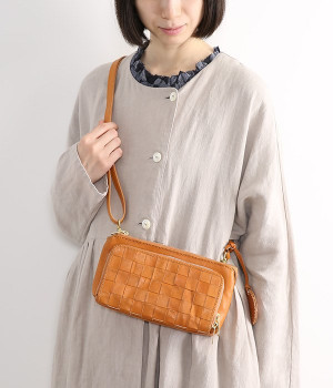 カウレザーメッシュお財布ショルダーバッグ