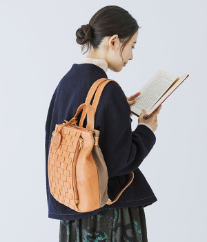 カウレザーメッシュコンビ　リュック(ブラウン-ONESIZE)