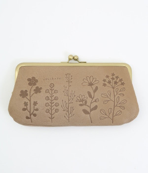 フラワー型押し　がま口長財布(グレー-ONESIZE)