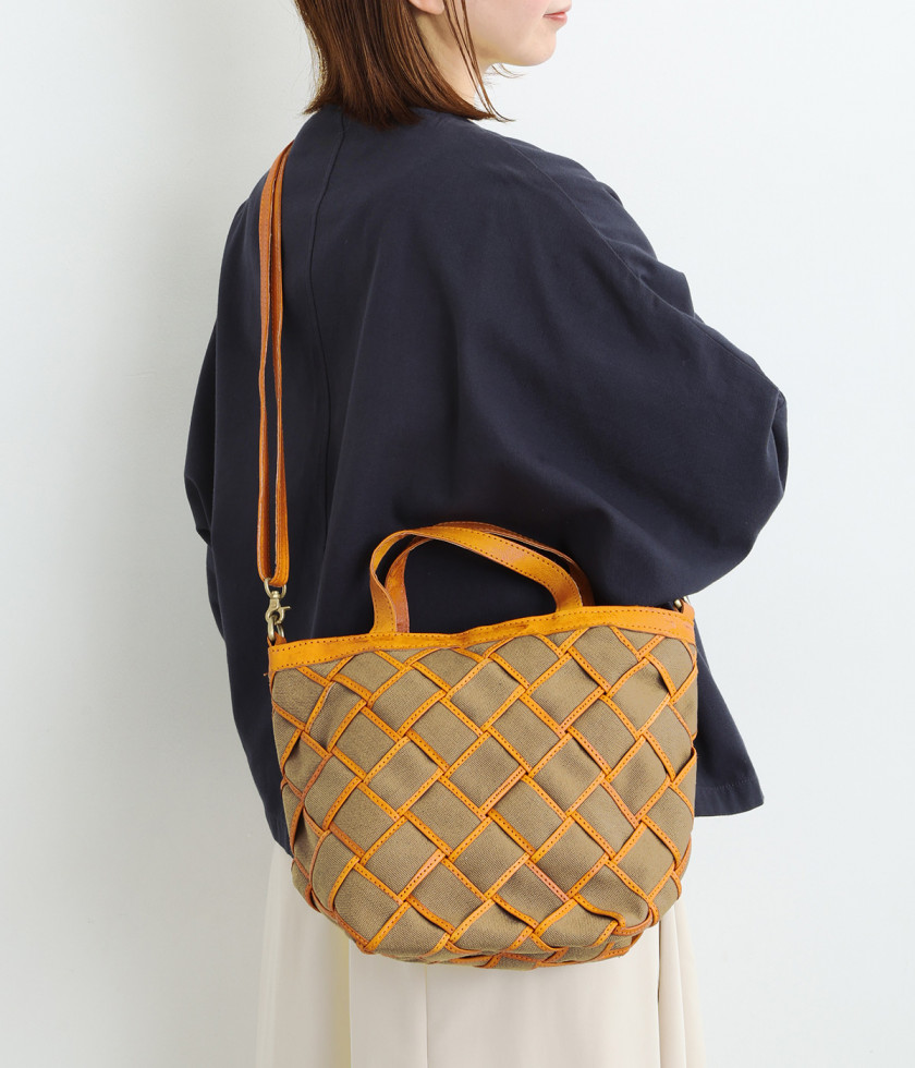 レザー×キャンバス　メッシュ2wayトート