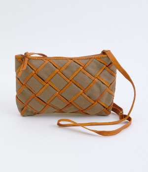 レザー×キャンバス　メッシュミニショルダー