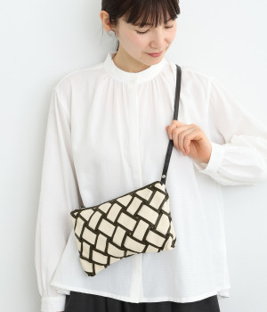 レザー×キャンバス　メッシュミニショルダー(ベージュ-ONESIZE)