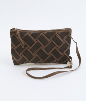 レザー×キャンバス　メッシュミニショルダー(ネイビー-ONESIZE)