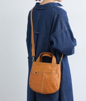 ヌメ×キャンバス2Wayハンドバッグ小