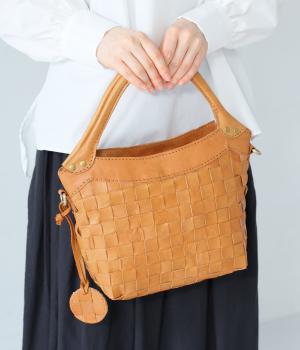 レザーメッシュ2wayトート(ブラウン-F)