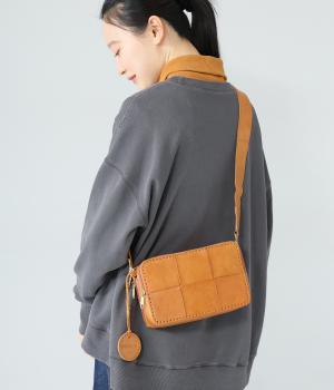 レザーメッシュお財布ショルダー(ブラウン-F)