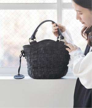 レザーメッシュバケツ型トート