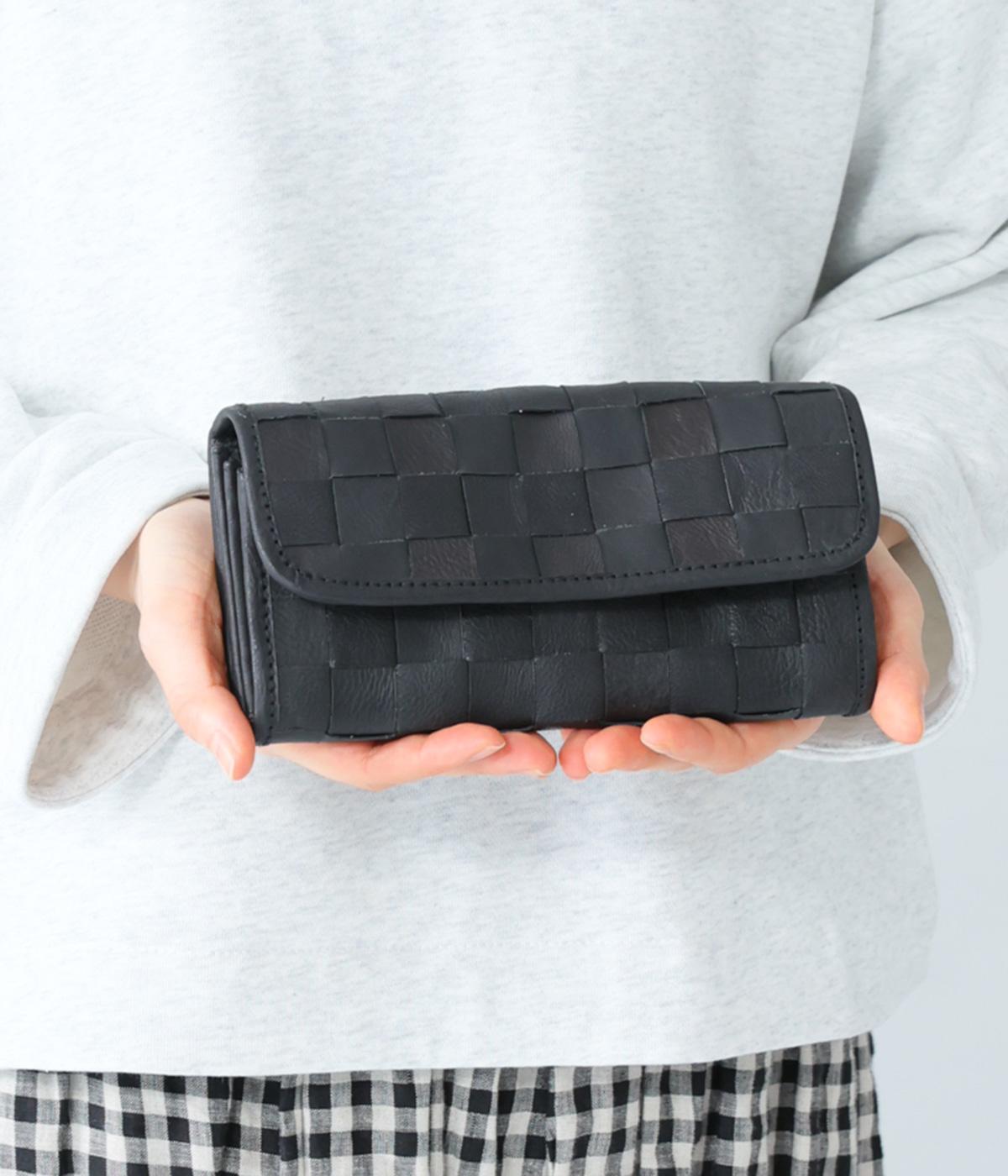 レザーメッシュギャルソン財布(ブラック-F)