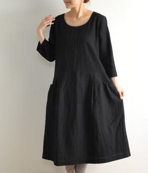 シルクプロテイン加工リネンワンピース