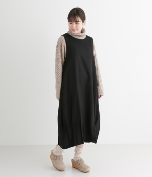 ウールエターミンノースリバルーンワンピース