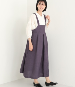 リネンジャンパードレス(パープル-ONESIZE)