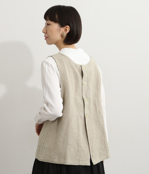 2WAYリネンベスト(ナチュラル-ONESIZE)