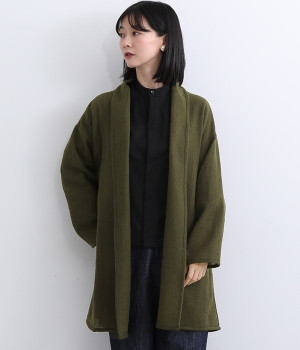 ウールガーゼトッパーカーデ(カーキ-ONESIZE)