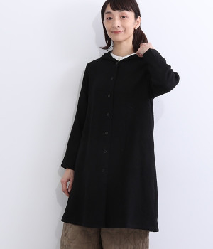 ウールガーゼフードカーディガン(ブラック-ONESIZE)