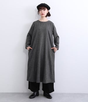 ウールツイードＡラインワンピース
