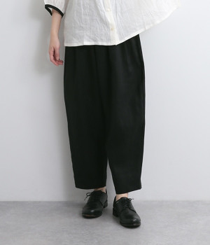 リネン後切替テーパードロングパンツ