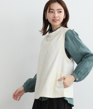 アンティークキルトベスト(アイボリー-ONESIZE)