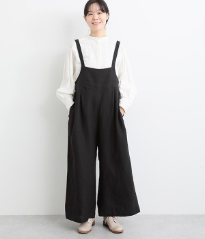 ベルガモリネン胸当て付きサロペット