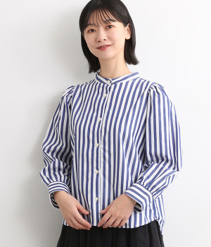 近江晒袖山ギャザー入りブラウス