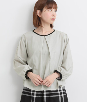 コットン東炊きローン配色ブラウス